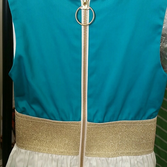 Zoe Ltd NWT Tween Girls Teal Gold Ivory Ikat Dress Size 12 NEW - Picture 4 of 6